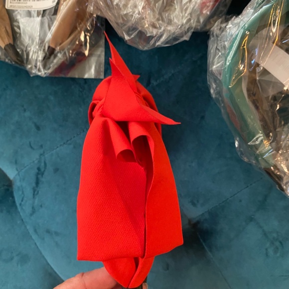 Lot of 5 Bow Headbands Red Green Taupe Baby-Blue Burgundy Hair Accessories - Picture 7 of 12